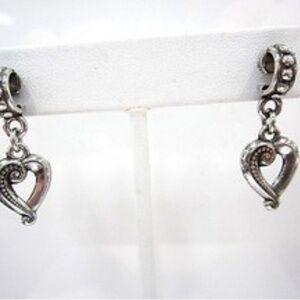 Retired Brighton Silvertone Heart Drop Earrings